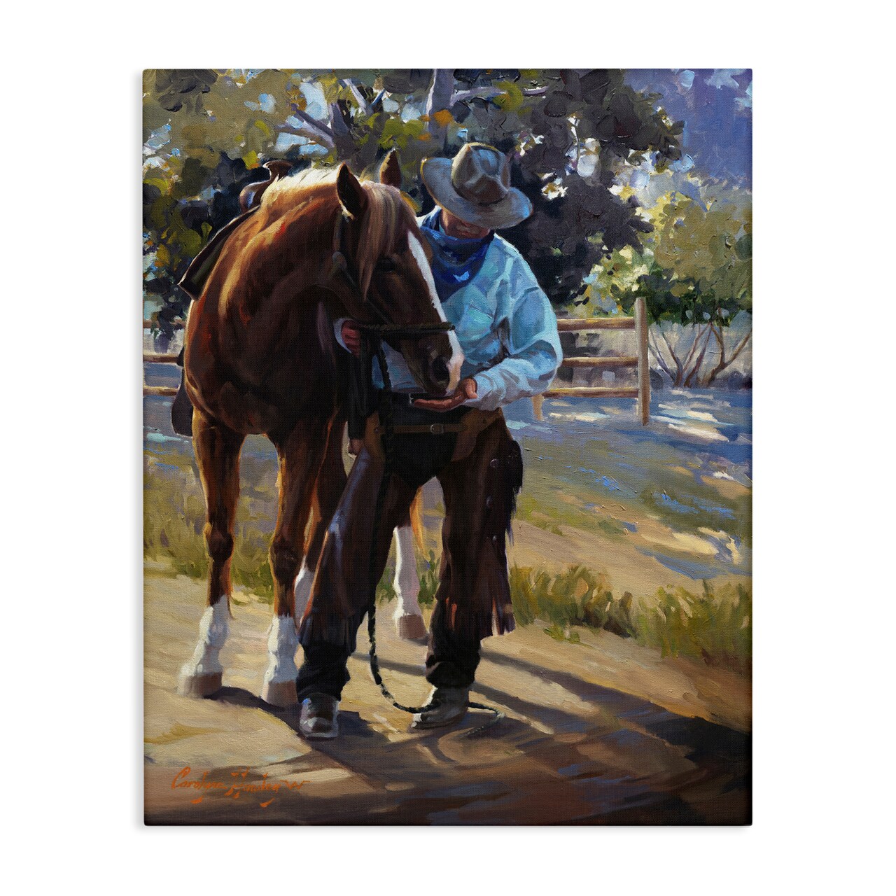 Stupell Industries Cowboy & Horse at Ranch Canvas By Carolyne Hawley